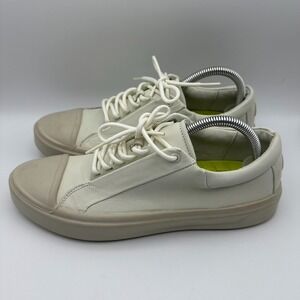 Ecco Sneakers Womens 41 10/10.5 Men 7-7.5 White Beige Leather Low Top Lace Up